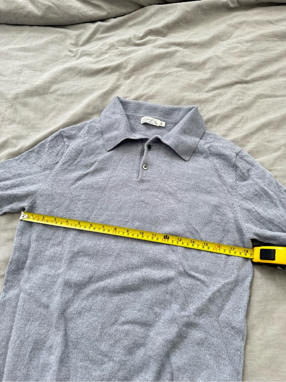 Collars & Co. Long Sleeve Men’s Polo Sweater in Light Grey | 100% Merino Wool - Picture 5 of 8